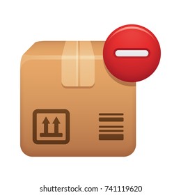 Cardboard Box & Minus Button -  of the Realistic Icons Collection . A professional, realistic, pixel aligned icon.