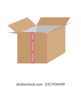 Cardboard box mockup isolated on white background. Shipping box layout, vector illustration design