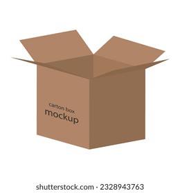 Cardboard box mockup isolated on white background. Shipping box layout, vector illustration design