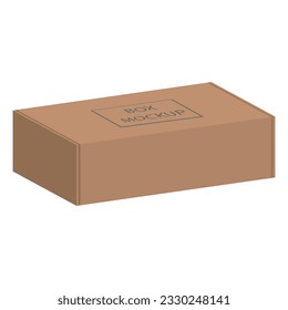 Cardboard box mockup isolated on white background. Shipping box layout, vector illustration design