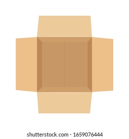 Cardboard box mockup set. Brown delivery set vecto. Empty open and closed cardboard box. Isolated on a transparent background. Vector illustration. flat box.