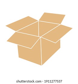 Cardboard box mockup set. Isolated on white background. Vector drawing of cardboard packaging box