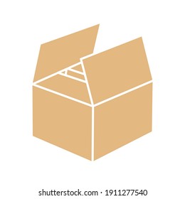 Cardboard box mockup set. Isolated on white background. Vector drawing of cardboard packaging box