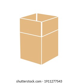 Cardboard box mockup set. Isolated on white background. Vector drawing of cardboard packaging box