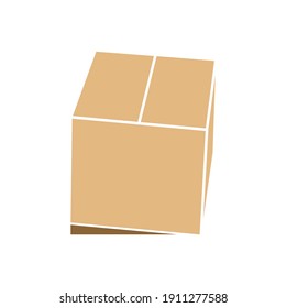 Cardboard box mockup set. Isolated on white background. Vector drawing of cardboard packaging box