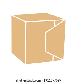 Cardboard box mockup set. Isolated on white background. Vector drawing of cardboard packaging box