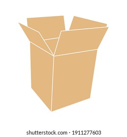 Juego de simulación de caja de cartón. Aislado sobre fondo blanco. Dibujo vectorial de la caja de embalaje de cartón