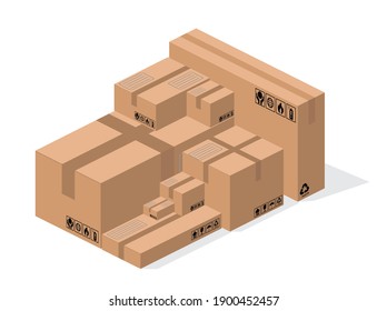 Cardboard box mockup set with seal tape.