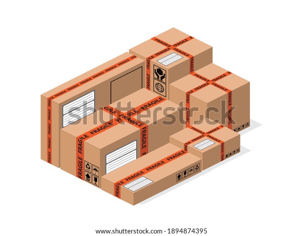 Download Cardboard Box Mockup Set Seal Tape Stock Vector Royalty Free 1894874395