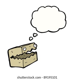 cardboard box monster with thought bubble