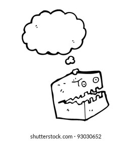 cardboard box monster with thought bubble