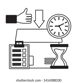 cardboard box ok clock check mark fast delivery business vector illustration