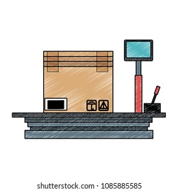 Cardboard box on balance scribble