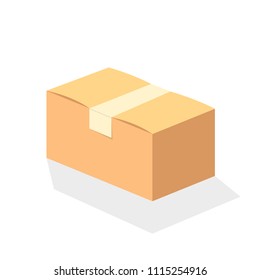 Cardboard box on white background. Vector illustration.