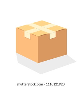 Cardboard box on white background. Vector illustration.