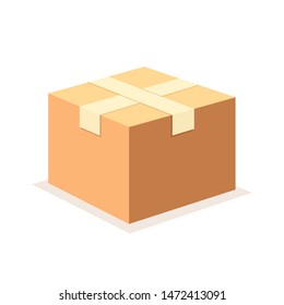 Cardboard box on white background. Vector illustration.