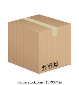 Cardboard box on a white background. Vector illustration.