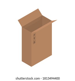 Cardboard box on white background. Vector illustration.