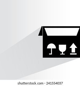 cardboard box on white background, flat and shadow theme