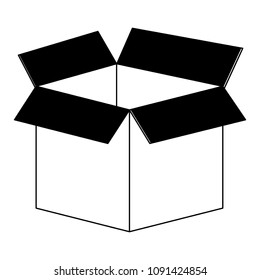 Cardboard box open in black and white colors