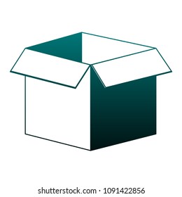 Cardboard box open in blue lines
