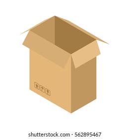 Cardboard box open isolated. Containers for Moving