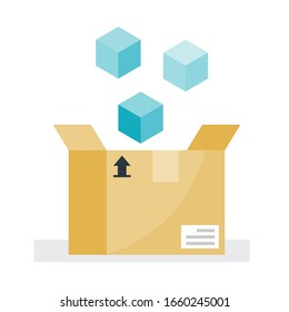 cardboard box is open to receive objects