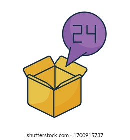 cardboard box open with speech bubble on white background vector illustration design