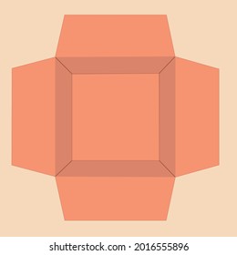 Cardboard box, open box, top view.
