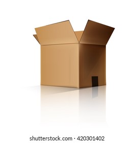 cardboard box opened. Vector illustration. Layered and easy to edit