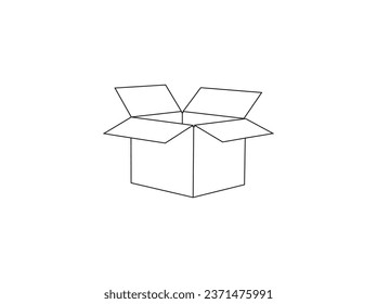 Cardboard box outline vector illustration. Box icon or logo in modern line style. High quality black outline pictogram for website design and mobile apps. isolated on white background. EPS 10.