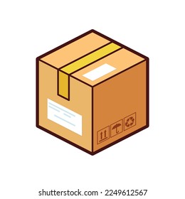 Cardboard box packaging isometric cartoon illustration