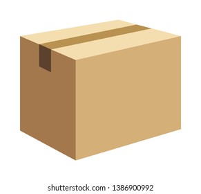 Cardboard box, packaging open. Vector illustration isolated on white background for web, icon.