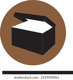 Icono de embalaje de caja de cartón Contenedor, caja abierta,vector - ilustración