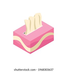 Cardboard box of paper facial tissues for personal hygiene isometric icon vector illustration