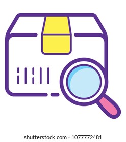 
Cardboard box parcel tracking number with magnifying glass
