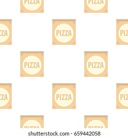 Cardboard box with pizza pattern seamless flat style for web vector illustration