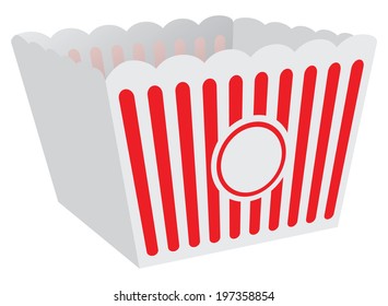 Cardboard box for popcorn, the standard form. Vector illustration.