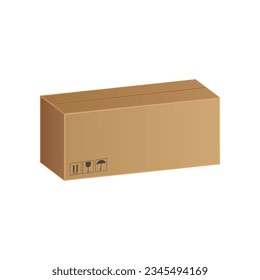 Caja de cartón ilustración vectorial realista aislada en fondo blanco