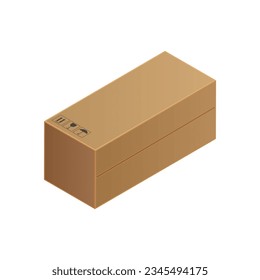 Cardboard box realistic vector illustration isolated on white background