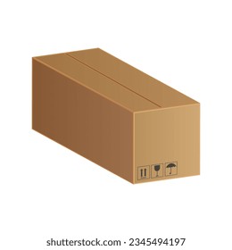 Caja de cartón ilustración vectorial realista aislada en fondo blanco