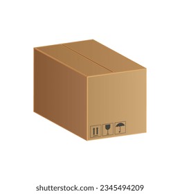 Cardboard box realistic vector illustration isolated on white background
