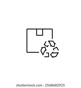 Cardboard box recycling linear icon. Thin line customizable illustration. Contour symbol. Vector isolated outline drawing. Editable stroke