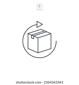 Cardboard Box with Return Arrow icon symbol vector illustration isolated on white background