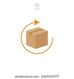 Caja de cartón con símbolo de icono de flecha de retorno ilustración vectorial aislada en fondo blanco