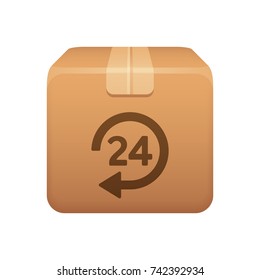Cardboard Box & Return Sign - of the Realistic Icons Collection . A professional, realistic, pixel aligned icon.
