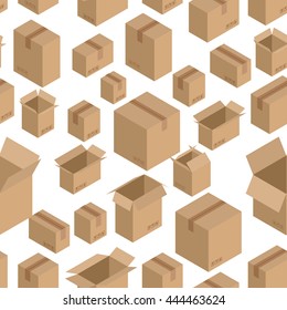 Cardboard box seamless pattern. Paper packaging background