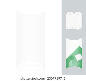 Cardboard box with semi-rounded edges mockup. Vector illustration with drawing and sample. Vector illustration isolated on white background. EPS10.