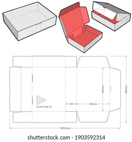 Pappkasten zum Versenden von E-Mails.  Einfache Montage, kein Klebstoff (Innenmessung 40x30x10 cm) und Schnittmuster