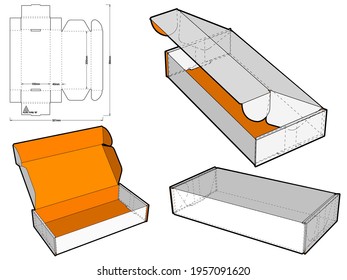 Cardboard box for sending mail.  Ease of assembly, no need for glue (Internal measurement 20x10x4 cm) and Die-cut Pattern. The .eps file is full scale and fully functional. Prepared for real cardboard